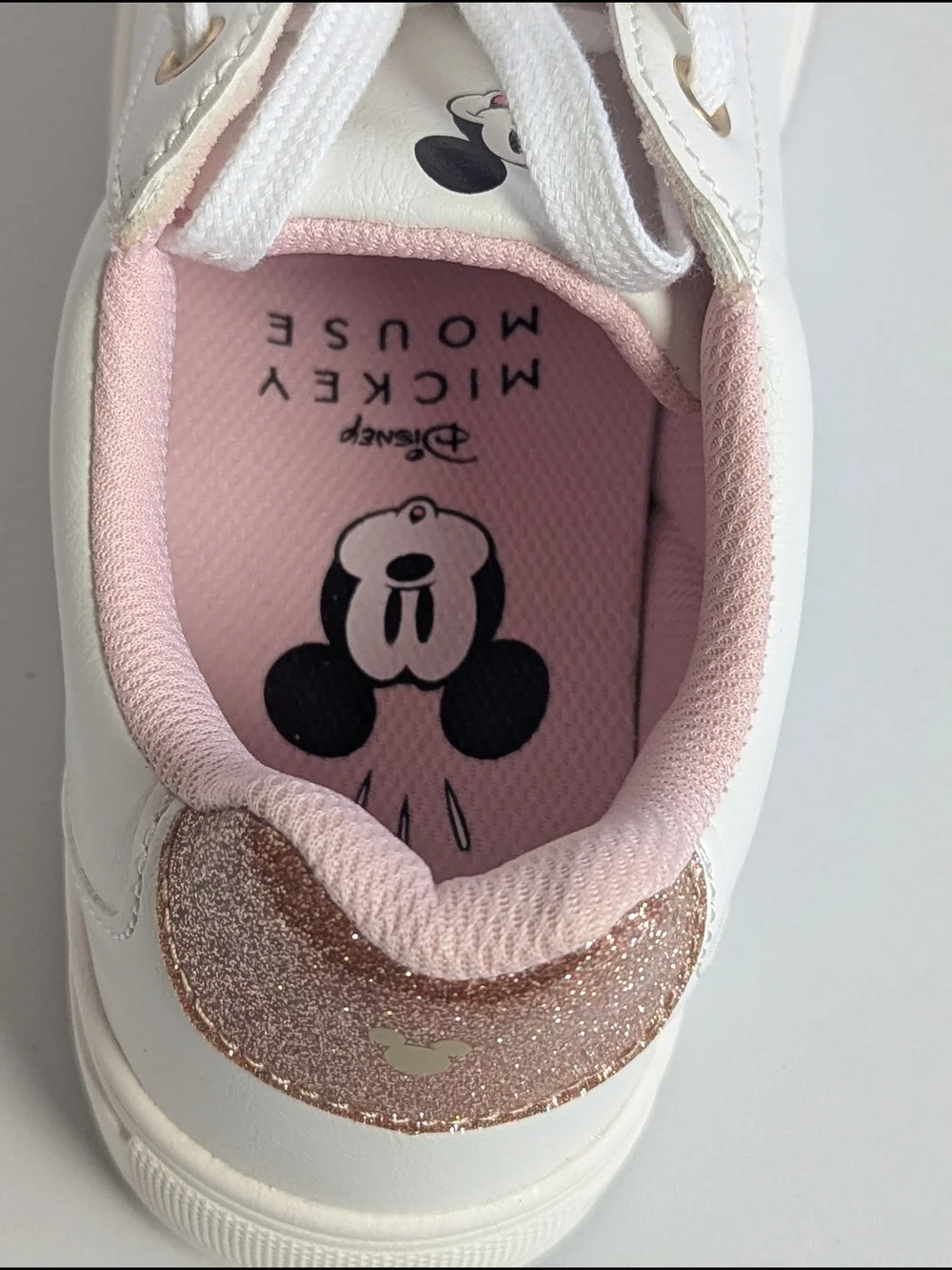 Disney Mickey Mouse Rose Gold Glitter Sneakers Women’s Size 9 | New Without Box